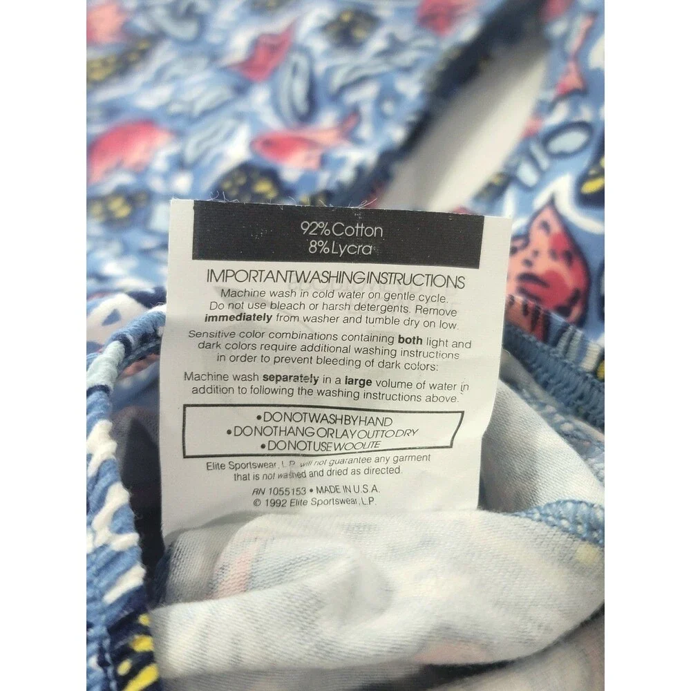 GK Elite VTG Tulip Garden LS Cotton Leotard Bodysuit 3/4 Sleeve Blue AM Adult M - Picture 8 of 13